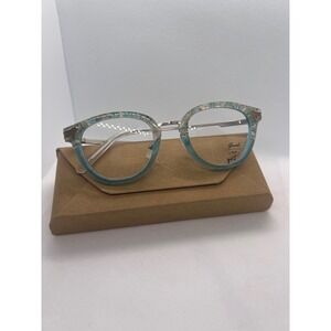Shwood Melrose Eyeglasses Women's Round‎ Blue Silver Frame Glasses Designer